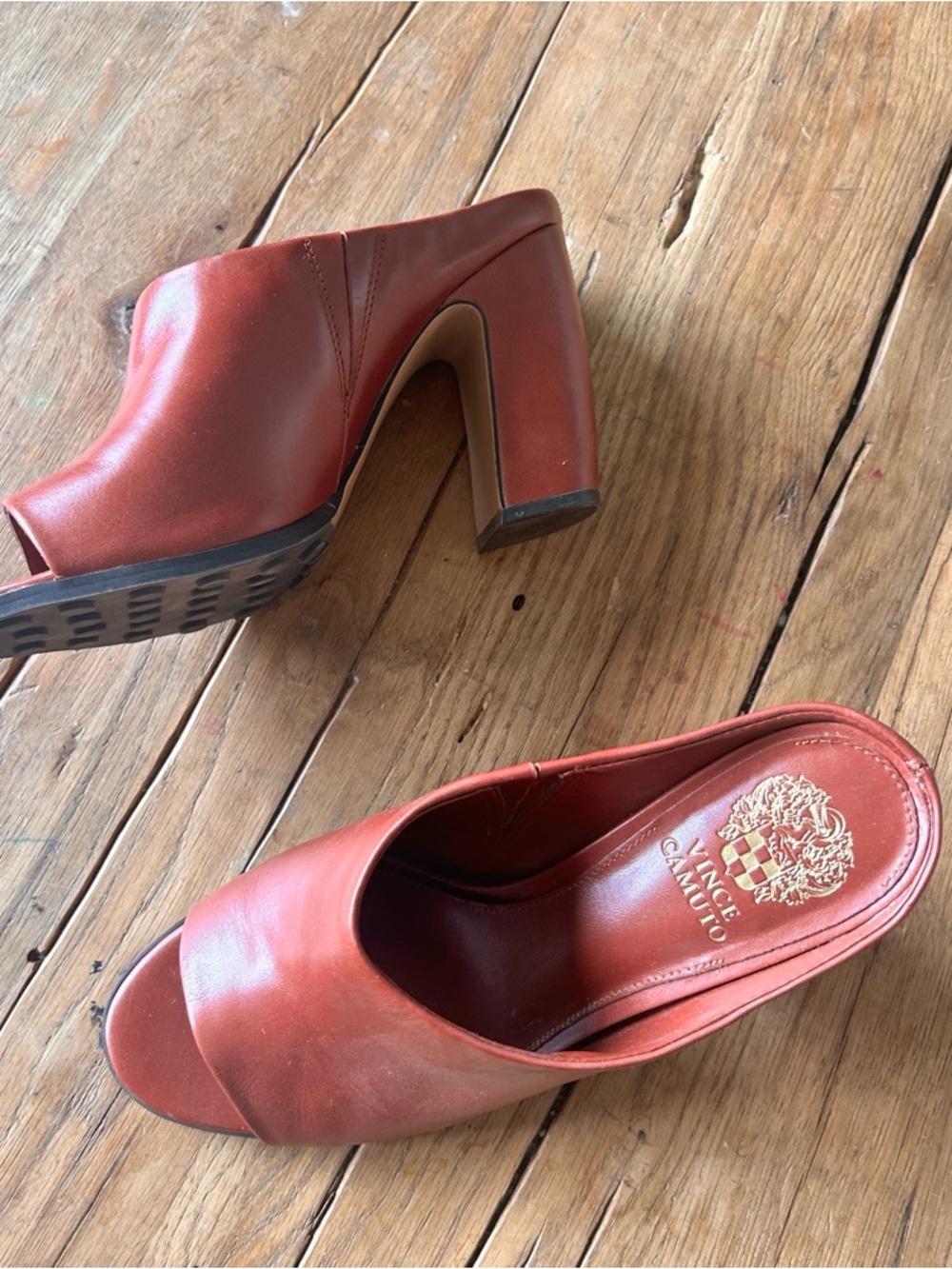Vince Camuto Women's Red Open-Toe Mule Heels red brown 8.5 - Picture 8 of 11
